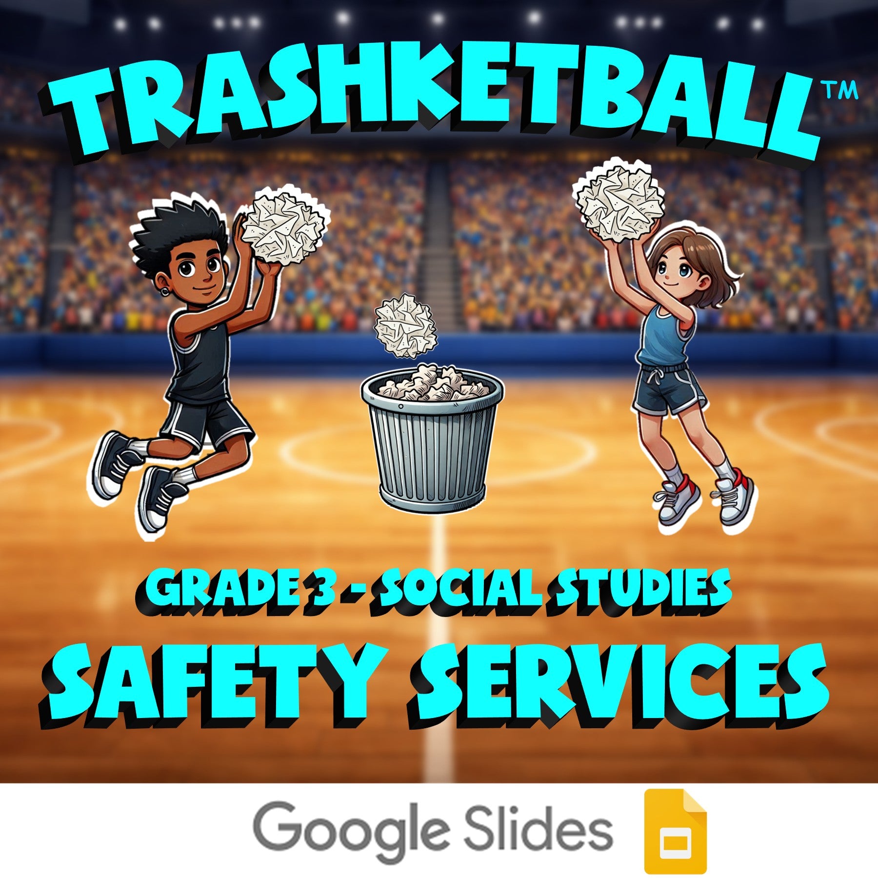 Safety Services TRASHKETBALL Socials Game - No Prep Grade 3 Review Activity