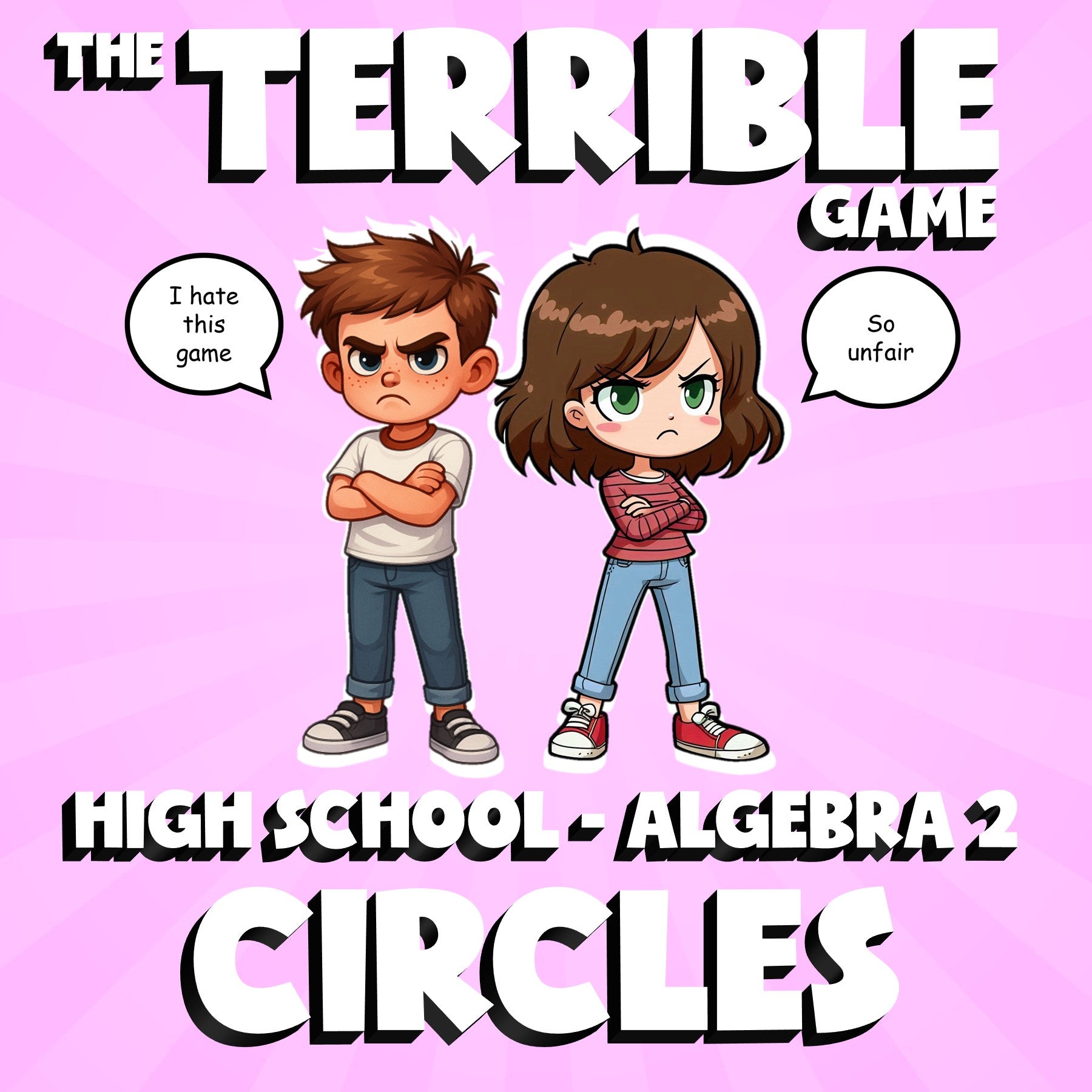 Circles THE TERRIBLE GAME - No Prep Algebra 2 Math Review Activity
