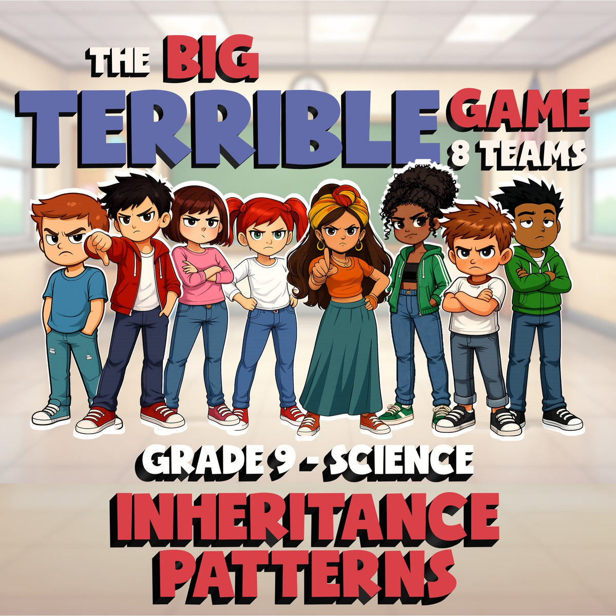 Inheritance Patterns BIG TERRIBLE GAME - No Prep Grade 9 Science Review Activity