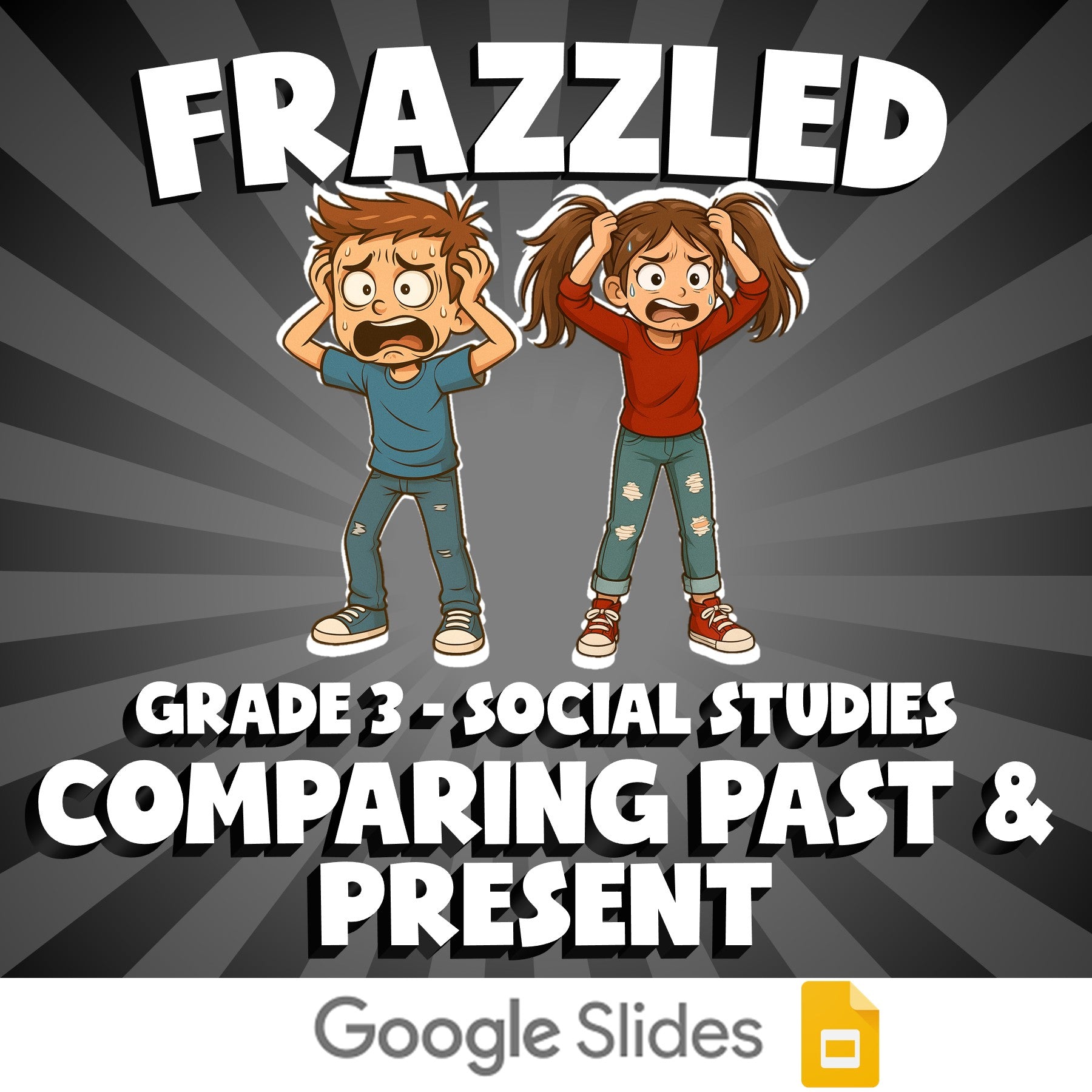 Comparing Past & Present FRAZZLED Socials Game - No Prep Grade 3 Review Activity