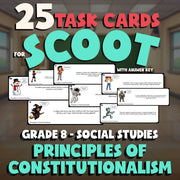 Principles of Constitutionalism SCOOT TASK CARDS Socials Game - No Prep Grade 8