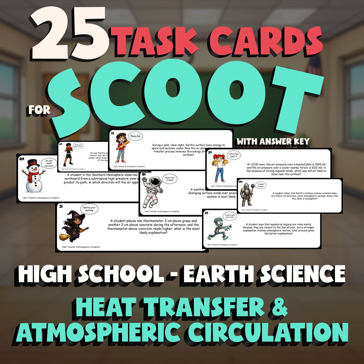 Heat Transfer & Atmospheric Circulation SCOOT TASK CARDS Game - Earth Science