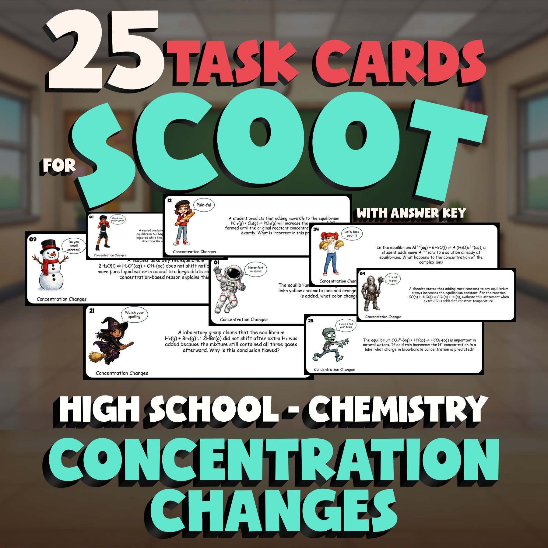 Concentration Changes SCOOT TASK CARDS Science Game - No Prep Chemistry Review
