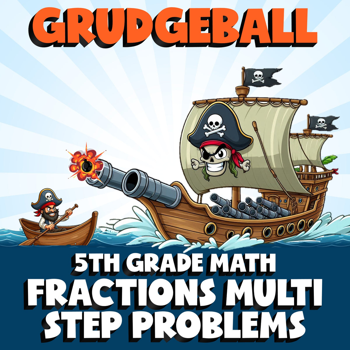 Fractions Multi Step Problems GRUDGEBALL Math Game - No Prep Grade 5 Review