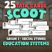 Education Systems SCOOT TASK CARDS Socials Game - No Prep Grade 3 Review