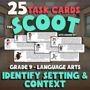Identify Setting & Context SCOOT TASK CARDS ELA Game - No Prep Grade 9 Review