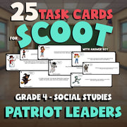 Patriot Leaders SCOOT TASK CARDS Socials Game - No Prep Grade 4 Review Activity