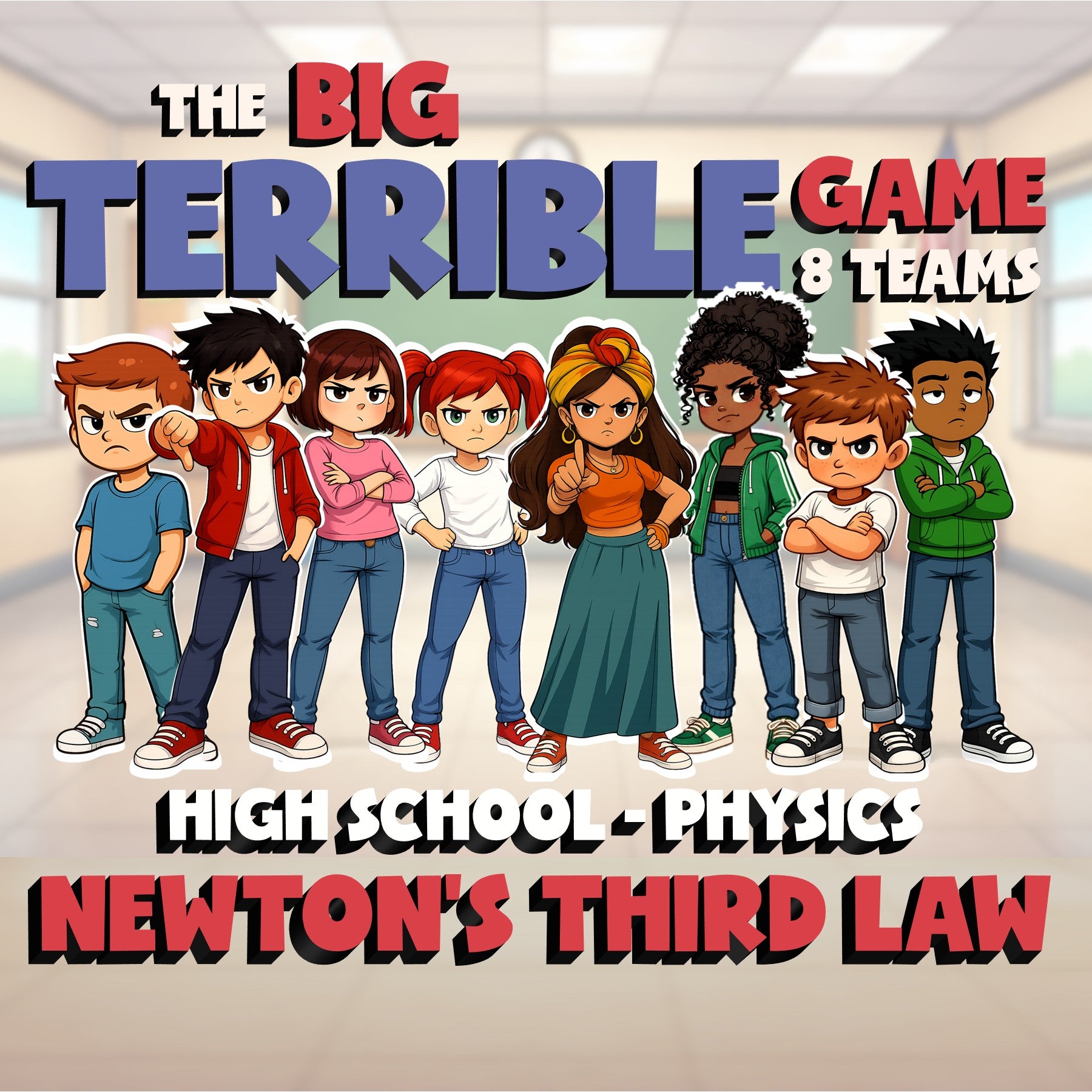 Newton’s Third Law BIG TERRIBLE GAME - No Prep Physics Science Review Activity
