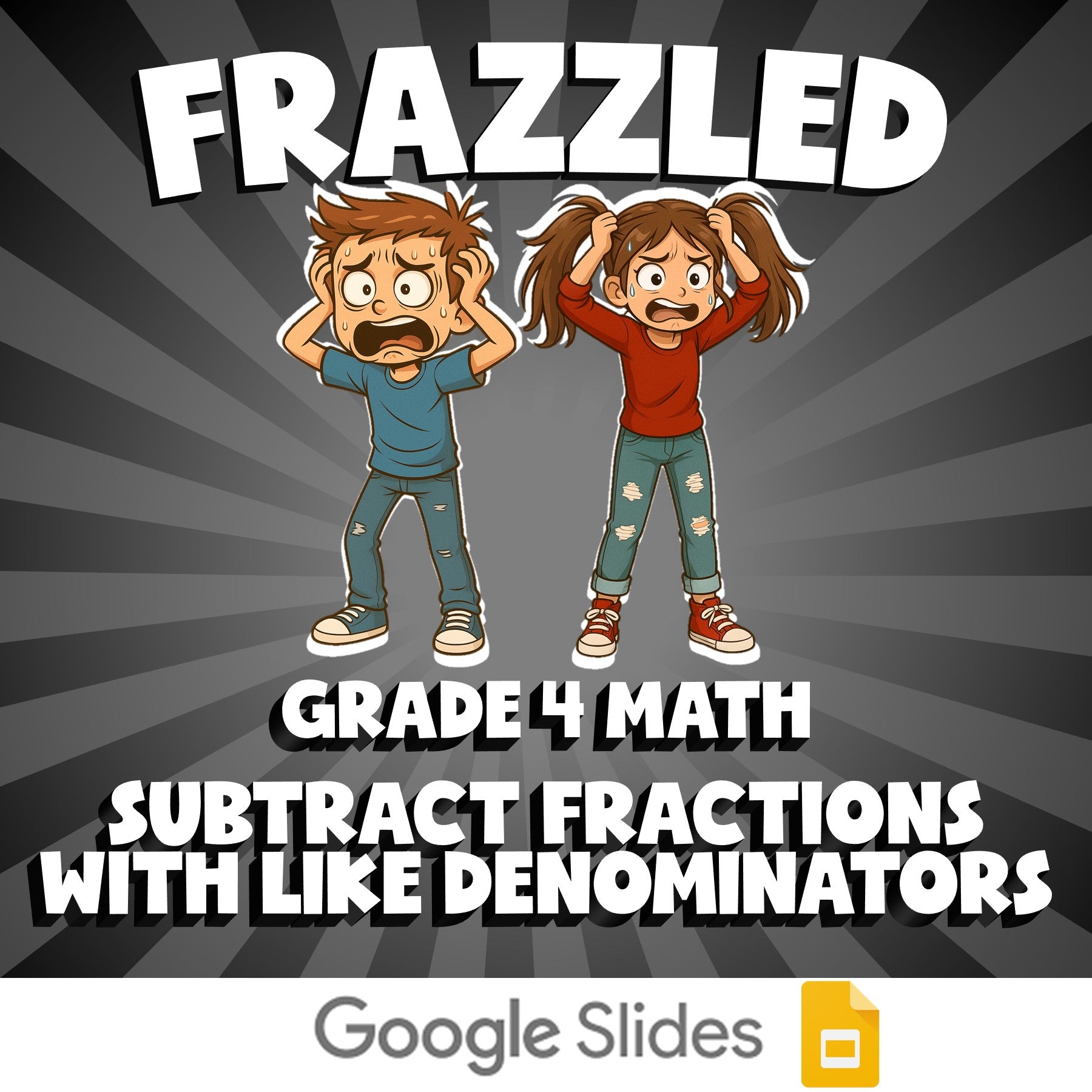 Subtract Fractions with Like Denominators FRAZZLED Math Game - No Prep Grade 4