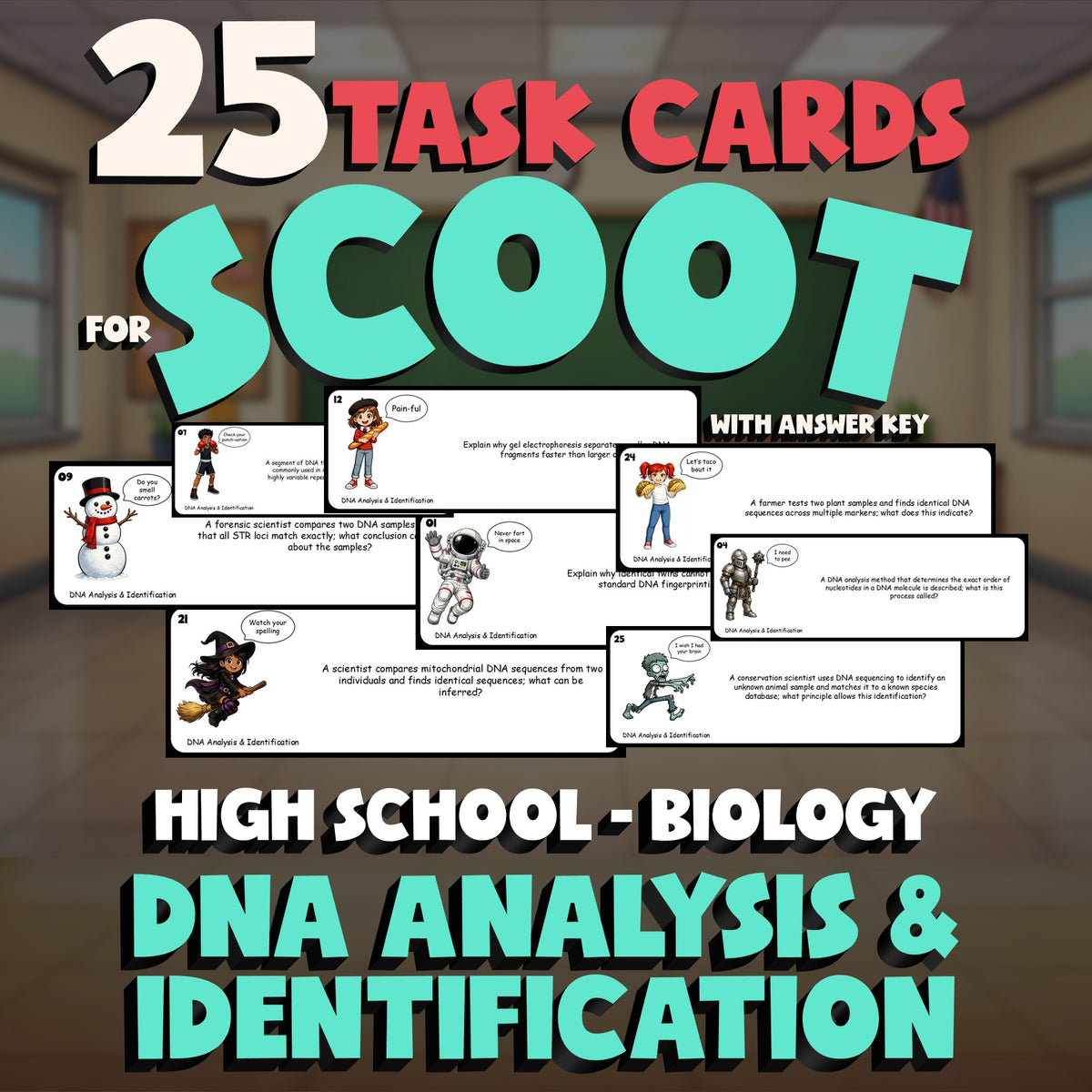DNA Analysis & Identification SCOOT TASK CARDS Science Game - No Prep Biology