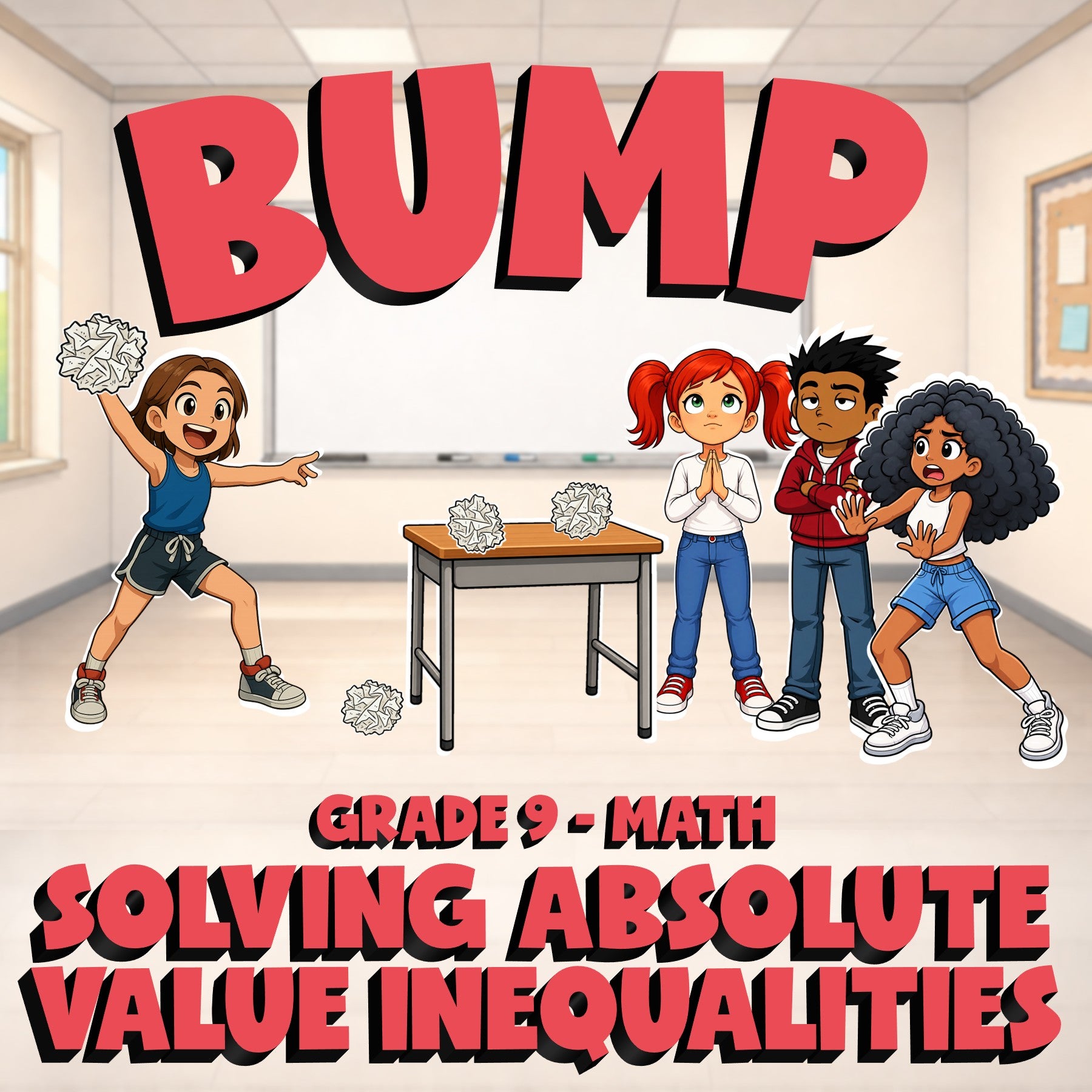 Solving Absolute Value Inequalities BUMP Math Game - No Prep Grade 9 Review