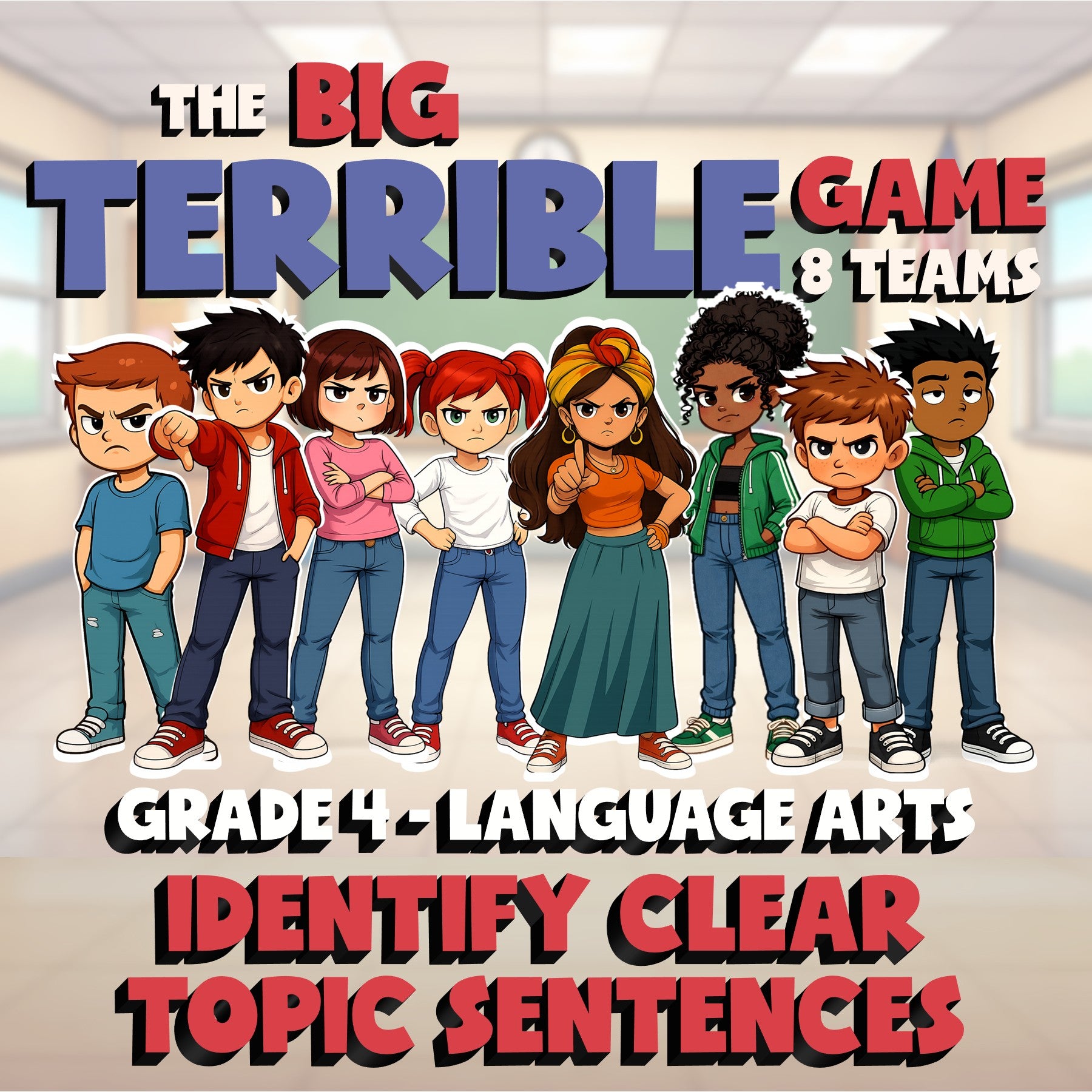 Identify Clear Topic Sentences BIG TERRIBLE GAME - No Prep Grade 4 ELA Review