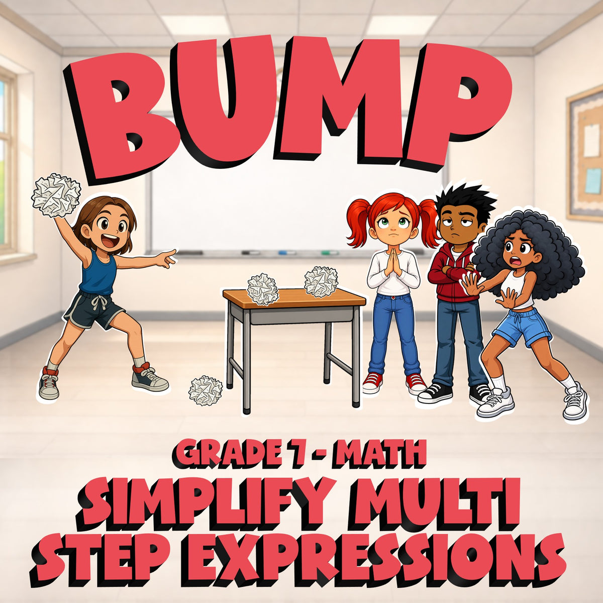 Simplify Multi Step Expressions BUMP Math Game - No Prep Grade 7 Review Activity