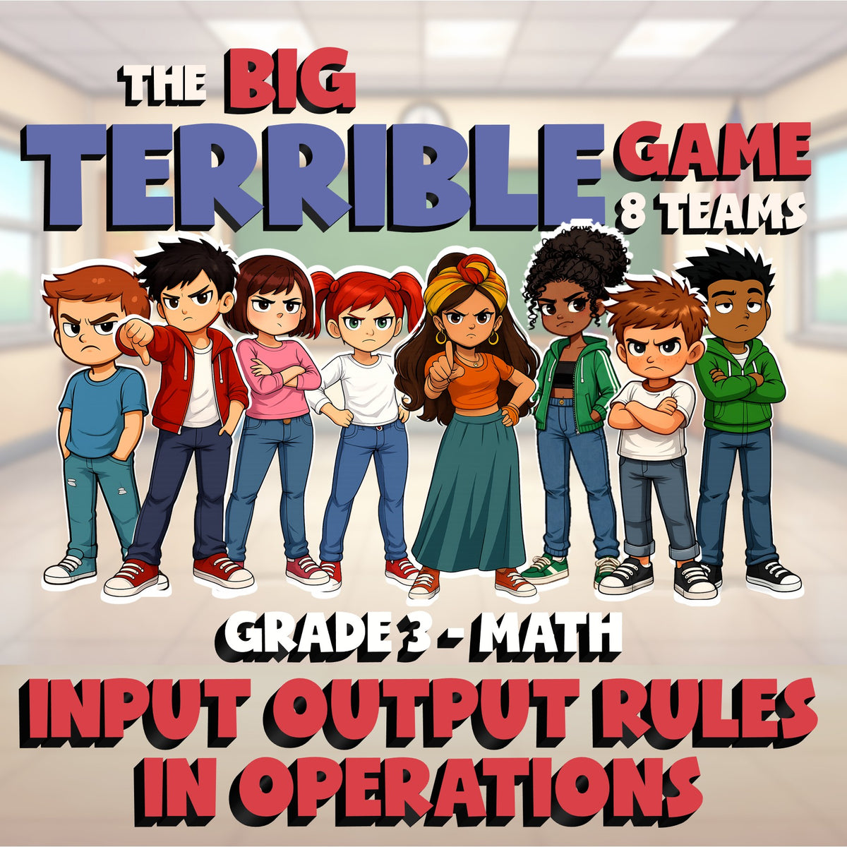 Input Output Rules in Operations BIG TERRIBLE GAME - No Prep Grade 3 Math Review