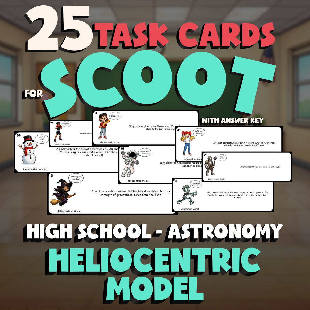 Heliocentric Model SCOOT TASK CARDS Science Game - No Prep Astronomy Review