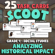 Analyzing Historical Impact SCOOT TASK CARDS Socials Game - No Prep Grade 4