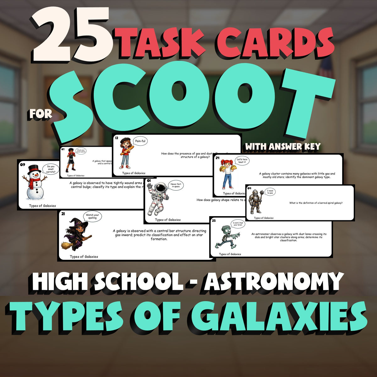 Types of Galaxies SCOOT TASK CARDS Science Game - No Prep Astronomy Review