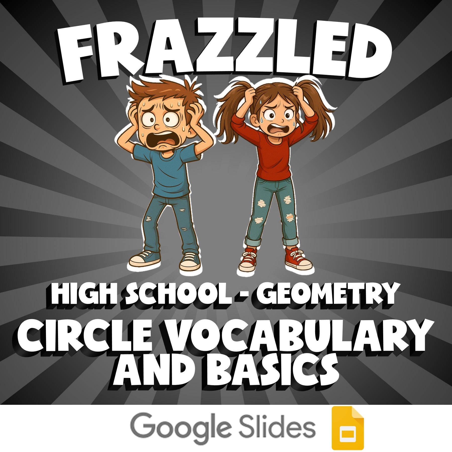 Circle Vocabulary and Basics FRAZZLED Math Game - No Prep Geometry Review