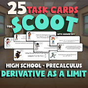 Derivative as a Limit SCOOT TASK CARDS Math Game - No Prep PreCalculus Review