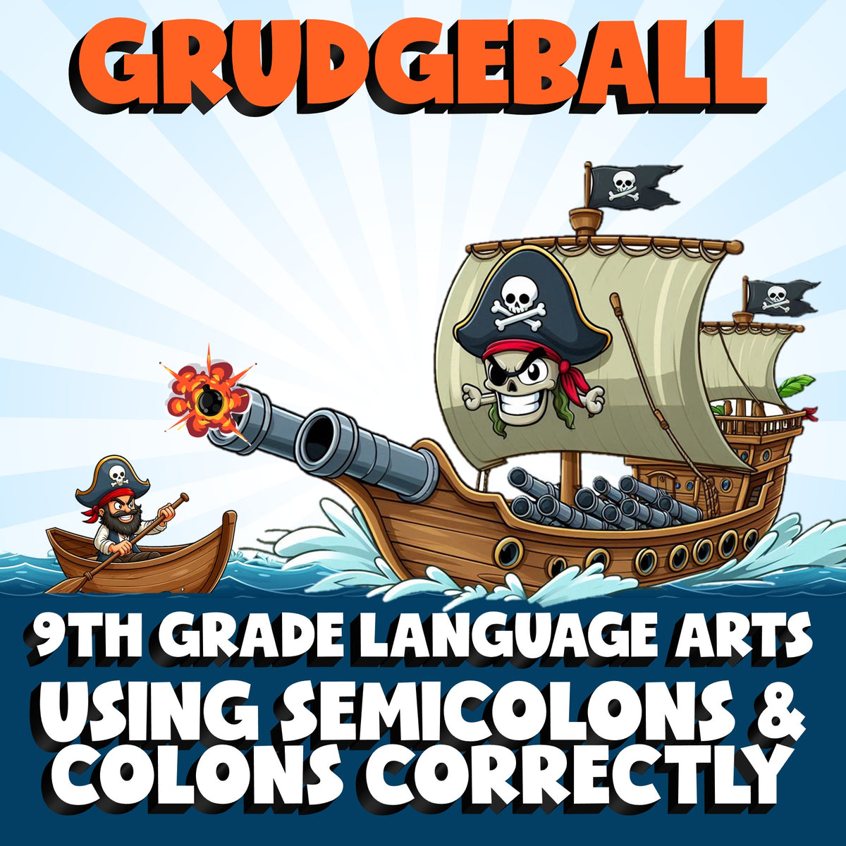 Using Semicolons & Colons Correctly GRUDGEBALL ELA Game - No Prep Grade 9 Review