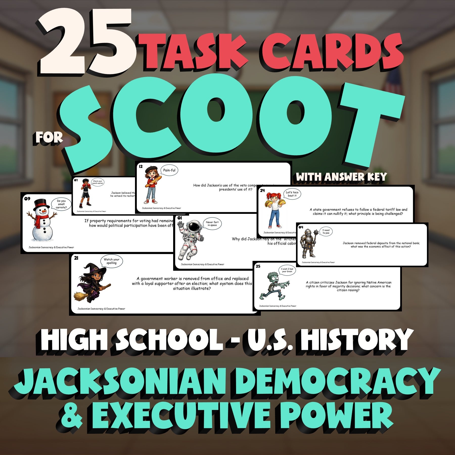 Jacksonian Democracy & Executive Power SCOOT TASK CARDS U.S. History Game