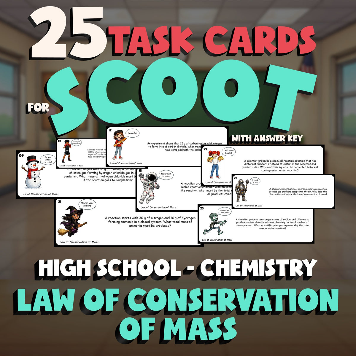 Law of Conservation of Mass SCOOT TASK CARDS Science Game - No Prep Chemistry