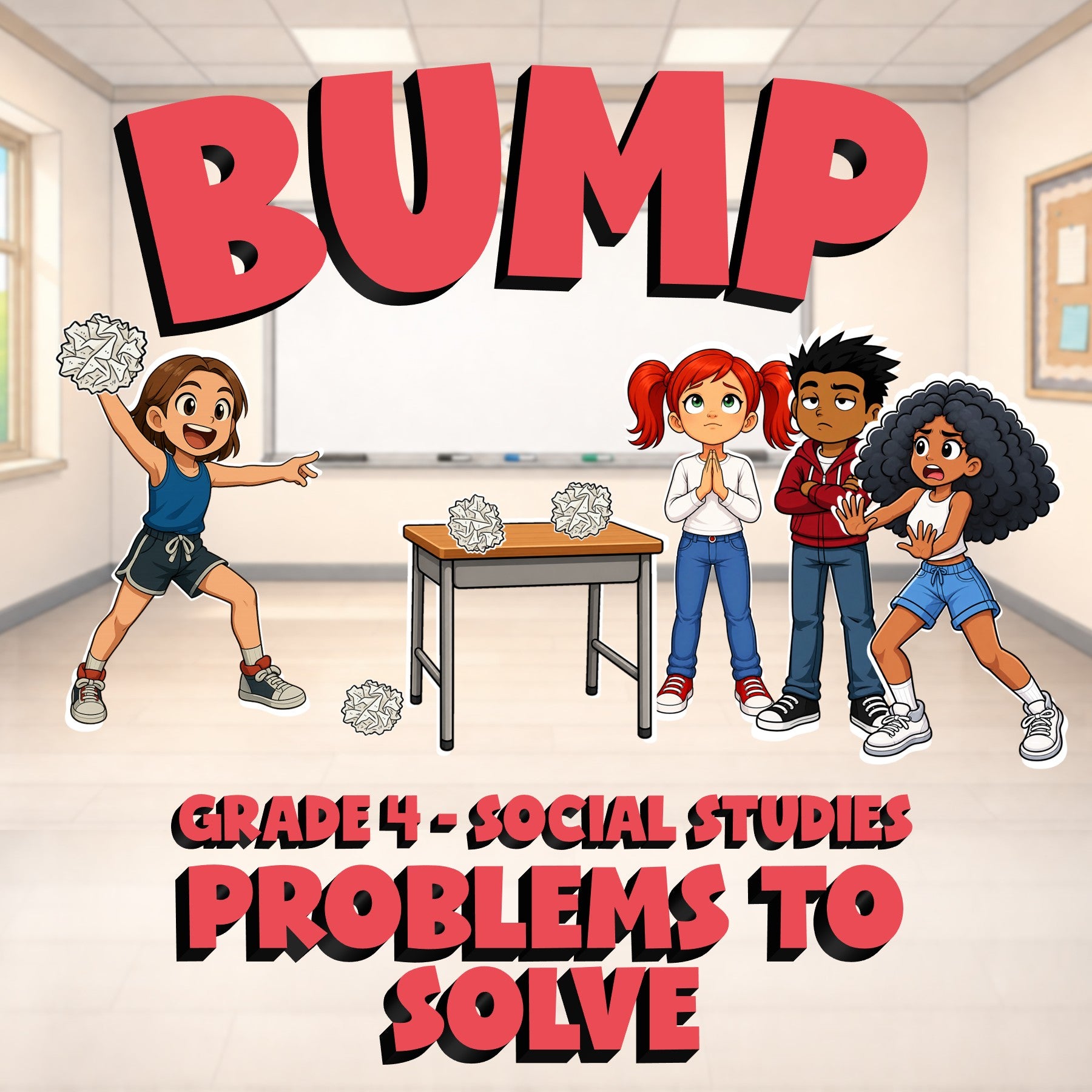 Problems to Solve BUMP Socials Game - No Prep Grade 4 Review Activity