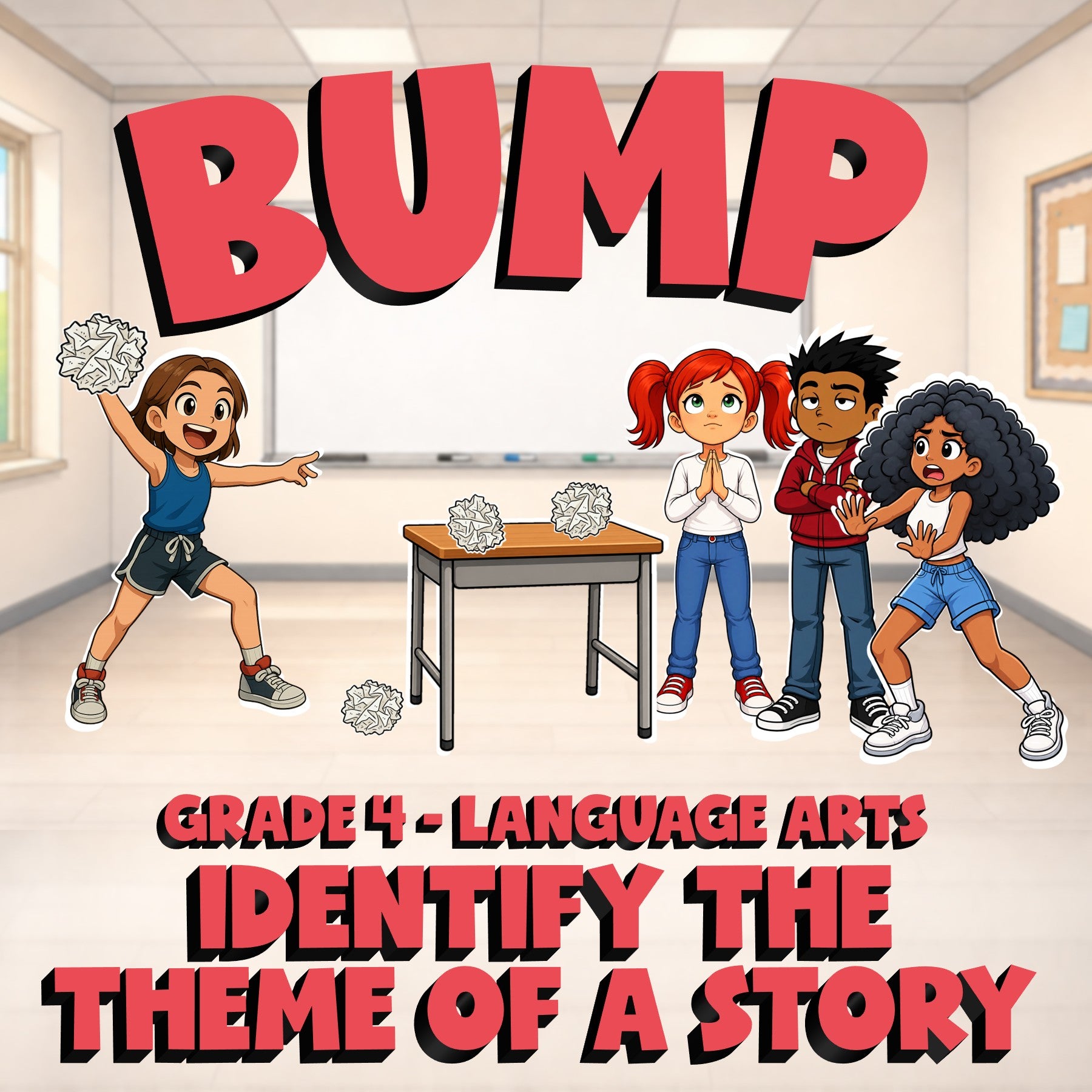 Identify the Theme of a Story BUMP ELA Game - No Prep Grade 4 Review Activity
