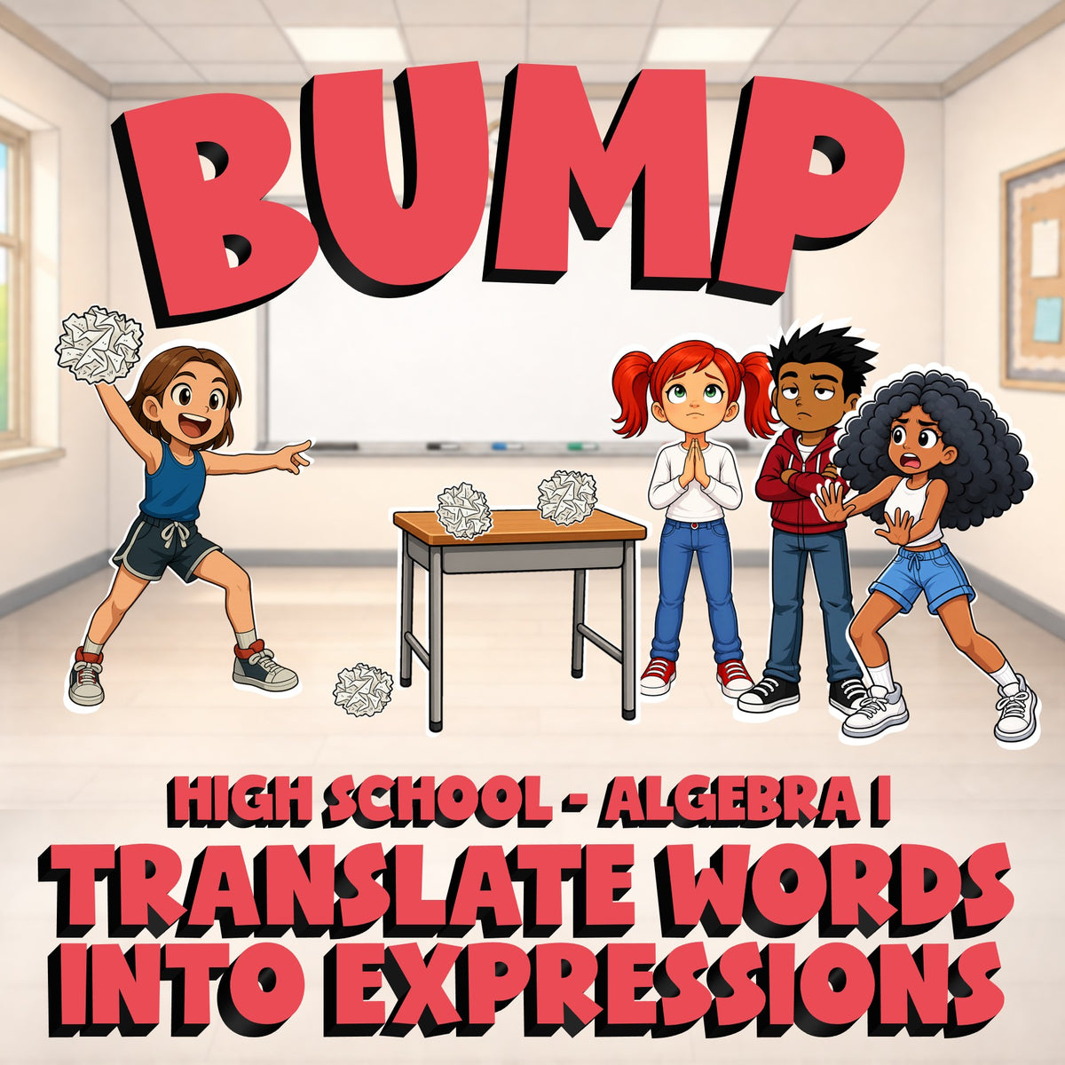 Translate Words into Expressions BUMP Math Game - No Prep Algebra 1 Review