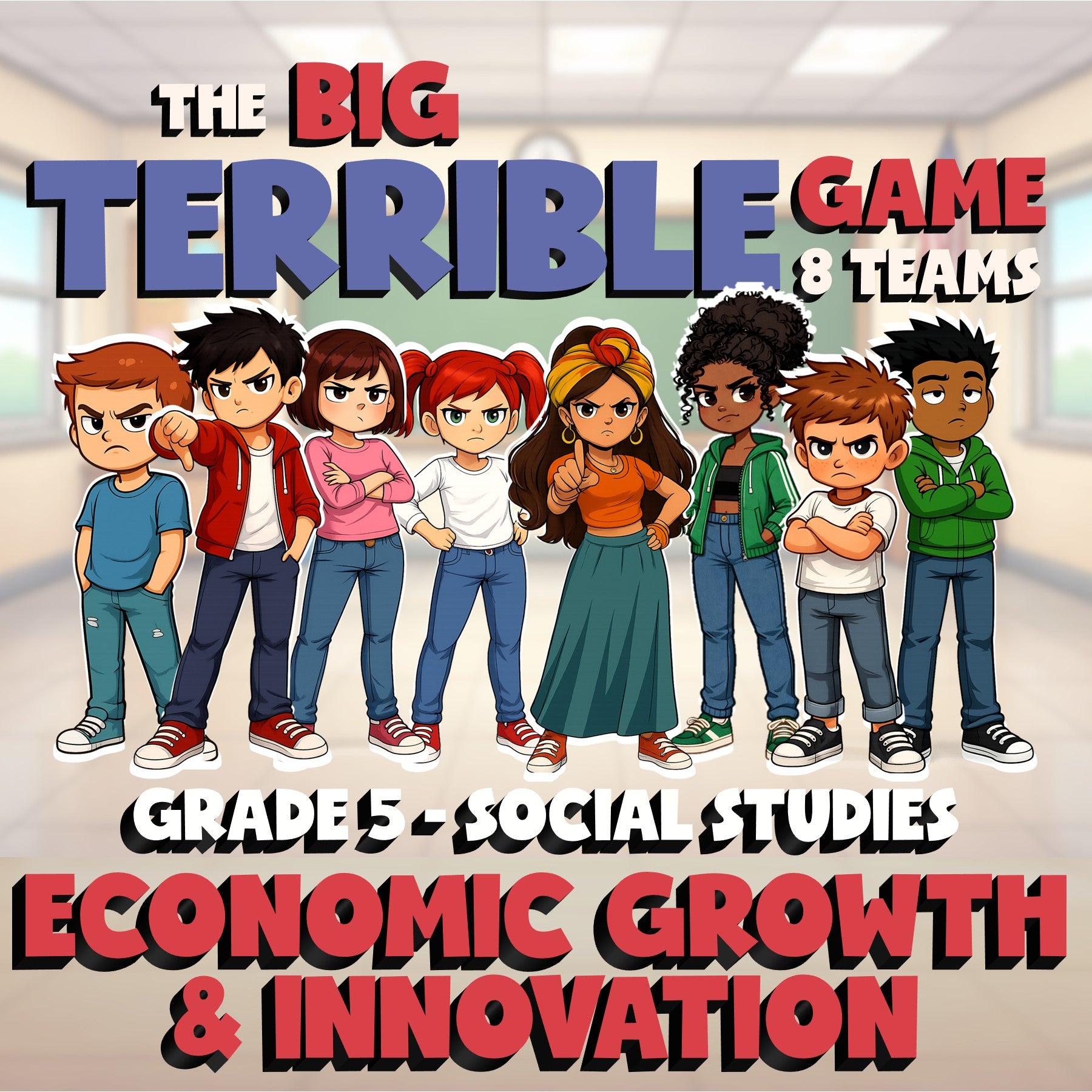 Economic Growth & Innovation BIG TERRIBLE GAME - No Prep Grade 5 Socials Review