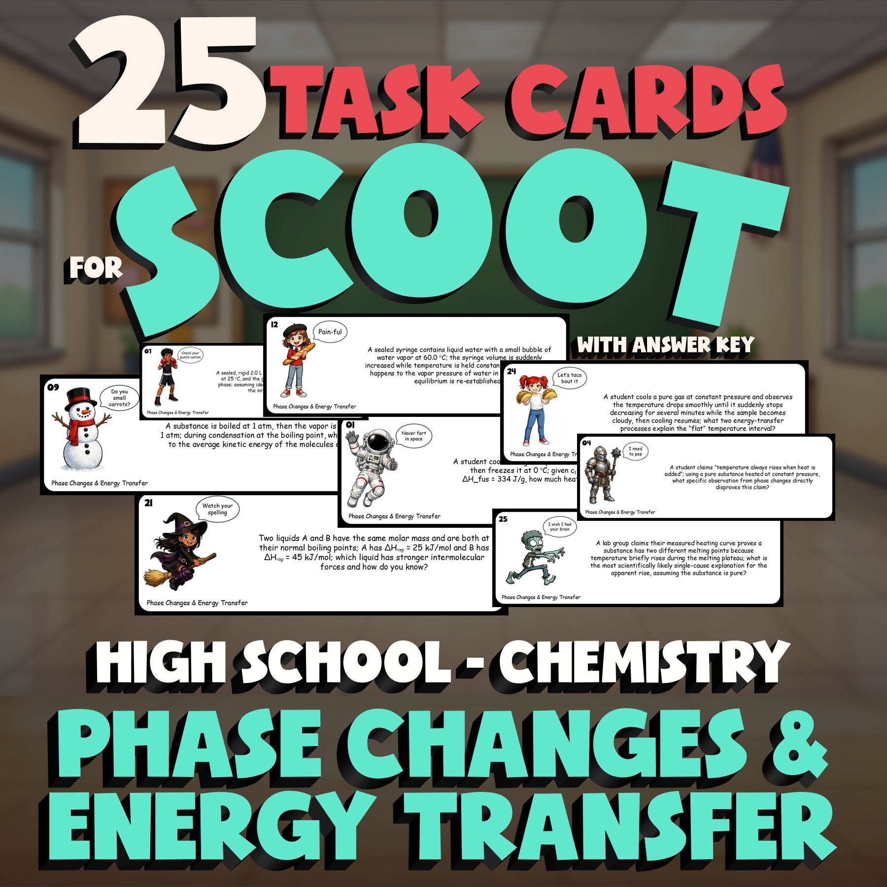 Phase Changes & Energy Transfer SCOOT TASK CARDS Science Game - Chemistry