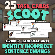 Identify Incorrect Sentence Endings SCOOT TASK CARDS ELA Game - No Prep Grade 3