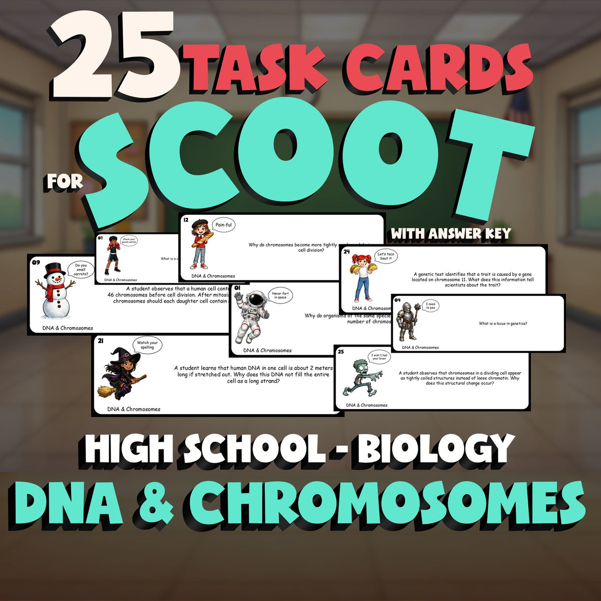 DNA & Chromosomes SCOOT TASK CARDS Science Game - No Prep Biology Review