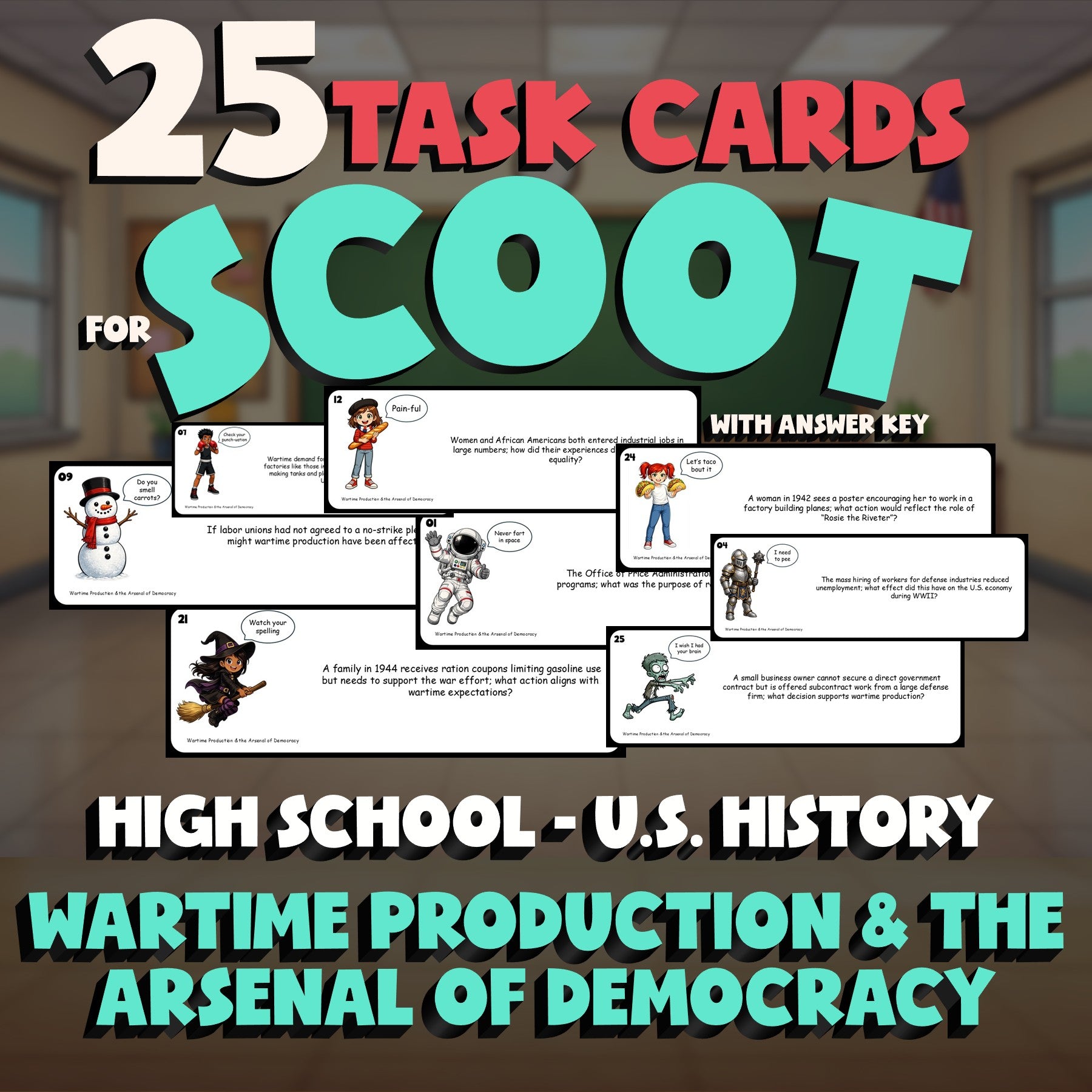 Wartime Production & the Arsenal of Democracy SCOOT TASK CARDS U.S. History Game