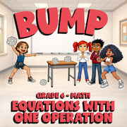 Equations with One Operation BUMP Math Game - No Prep Grade 6 Review Activity