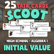 Initial Value SCOOT TASK CARDS Math Game - No Prep Algebra 1 Review Activity