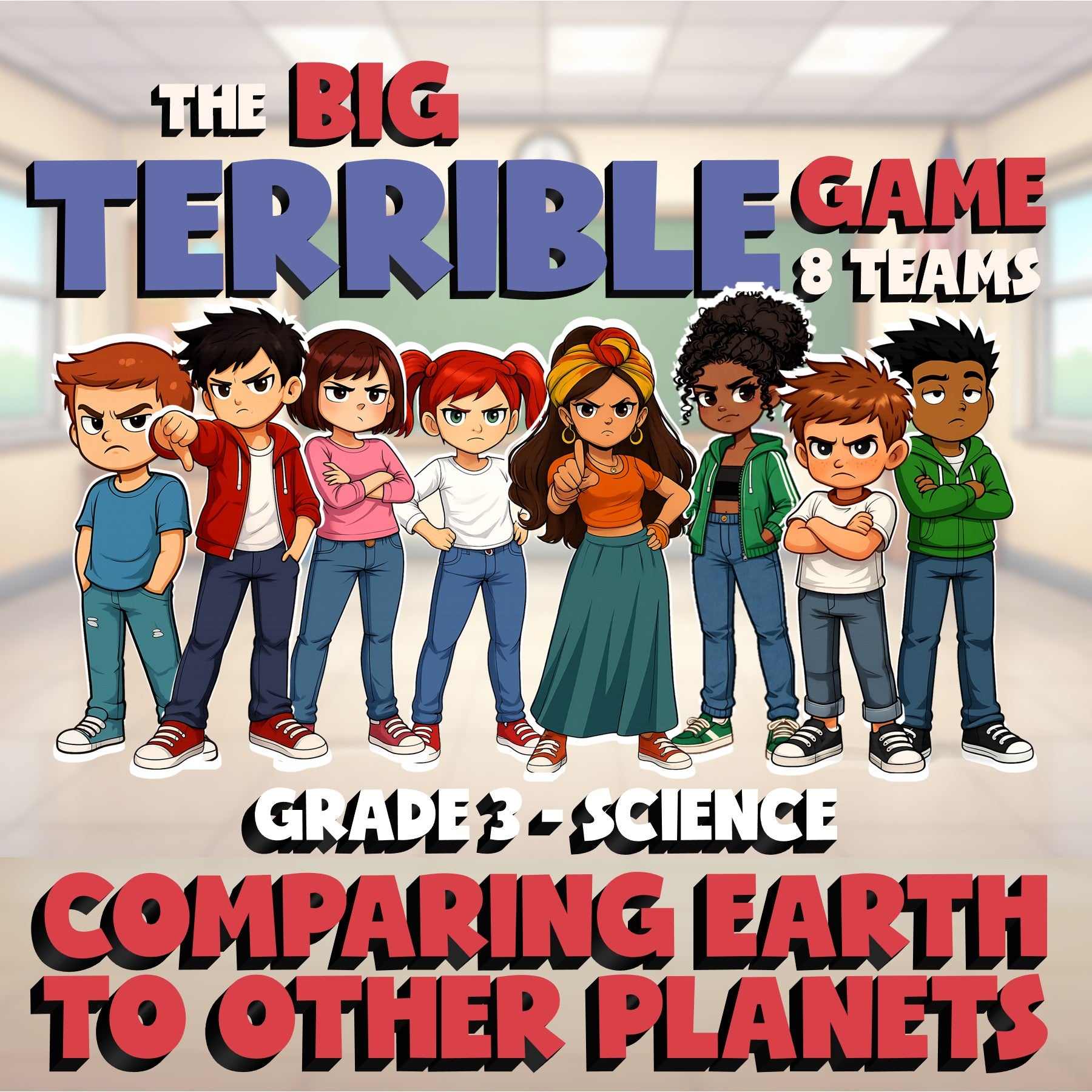 Comparing Earth to Other Planets BIG TERRIBLE GAME - Grade 3 Science Review