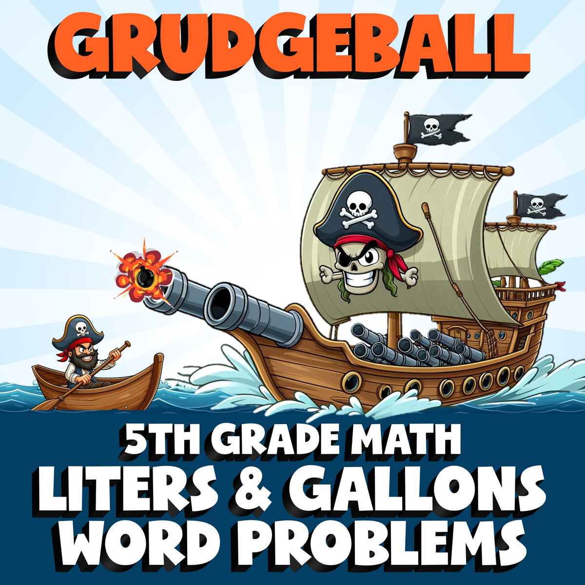 Liters & Gallons Word Problems GRUDGEBALL Math Game - No Prep Grade 5 Review