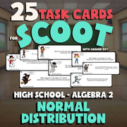 Normal Distribution SCOOT TASK CARDS Math Game - No Prep Algebra 2 Review
