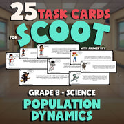 Population Dynamics SCOOT TASK CARDS Science Game - No Prep Grade 8 Review