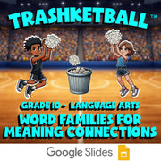 Word Families for Meaning Connections TRASHKETBALL ELA Game - No Prep Grade 10