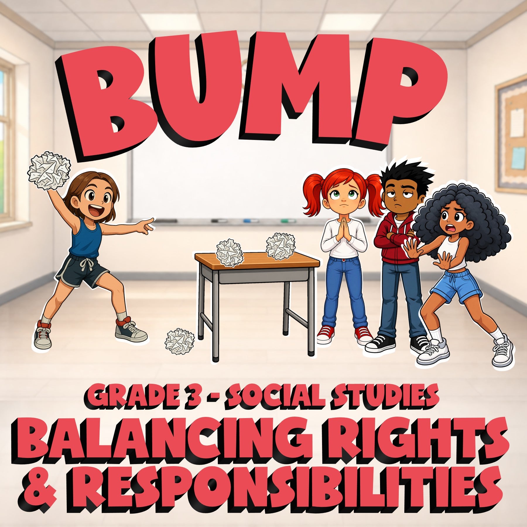 Balancing Rights & Responsibilities BUMP Socials Game - No Prep Grade 3 Review