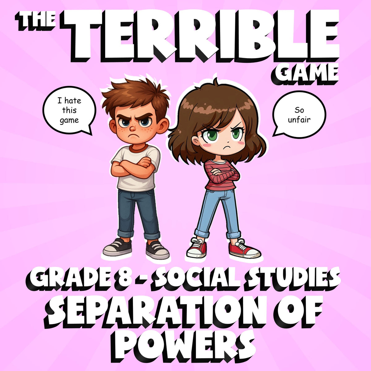 Separation of Powers THE TERRIBLE GAME - No Prep Grade 8 Socials Review Activity