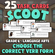 Choose the Correct Verb Form SCOOT TASK CARDS ELA Game - No Prep Grade 6 Review