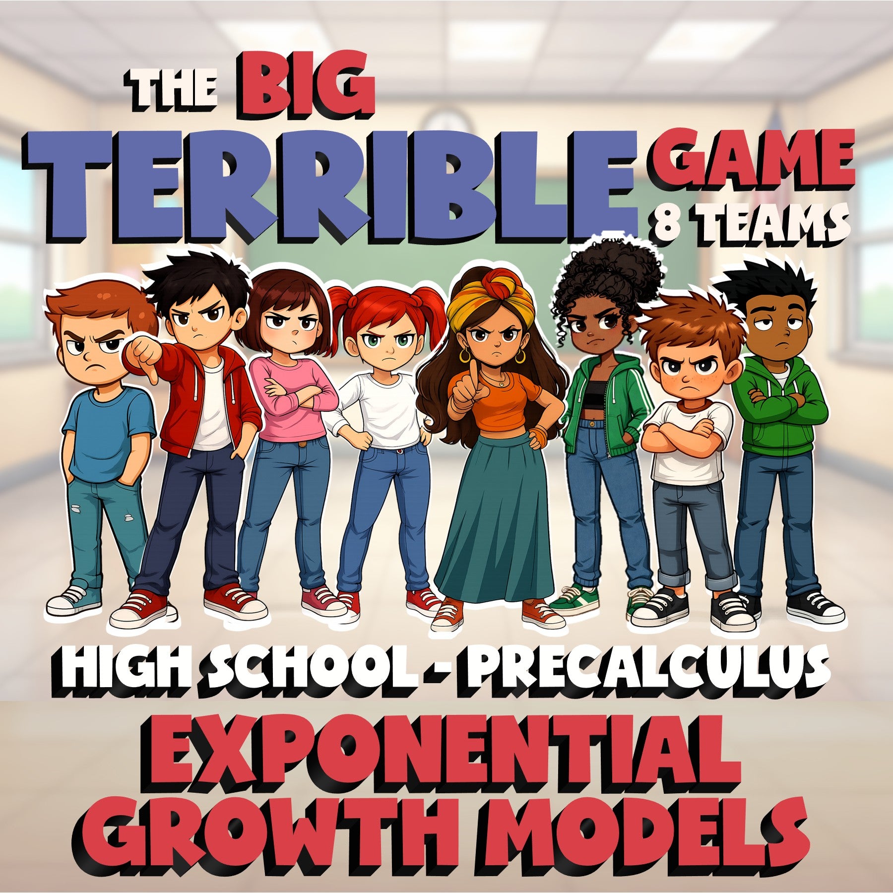 Exponential Growth Models BIG TERRIBLE GAME - No Prep PreCalculus Math Review