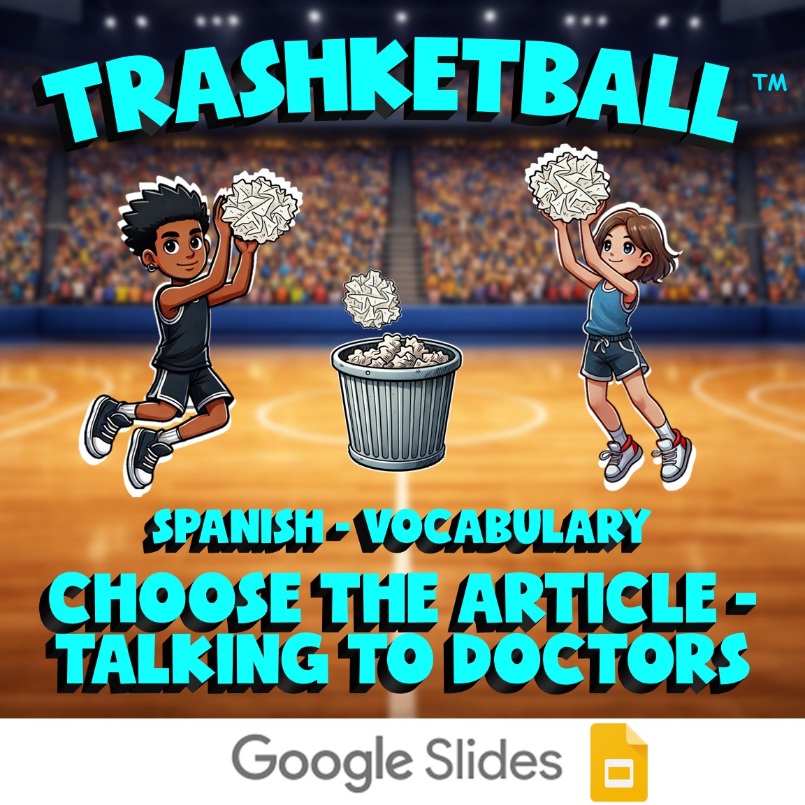 Choose The Article - Talking to Doctors TRASHKETBALL Spanish Game - No Prep