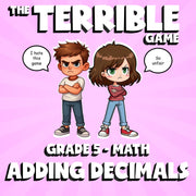 Adding Decimals THE TERRIBLE GAME - No Prep Grade 5 Math Review Activity