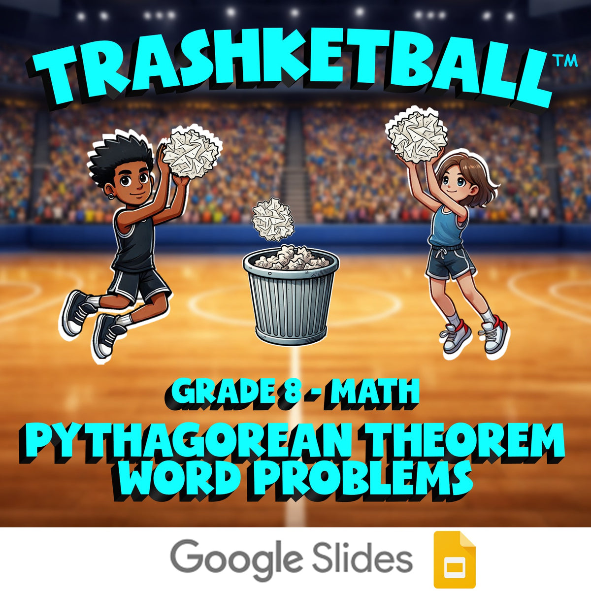 Pythagorean Theorem Word Problems TRASHKETBALL Math Game - No Prep Grade 8
