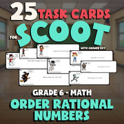 Order Rational Numbers SCOOT TASK CARDS Math Game - No Prep Grade 6 Review