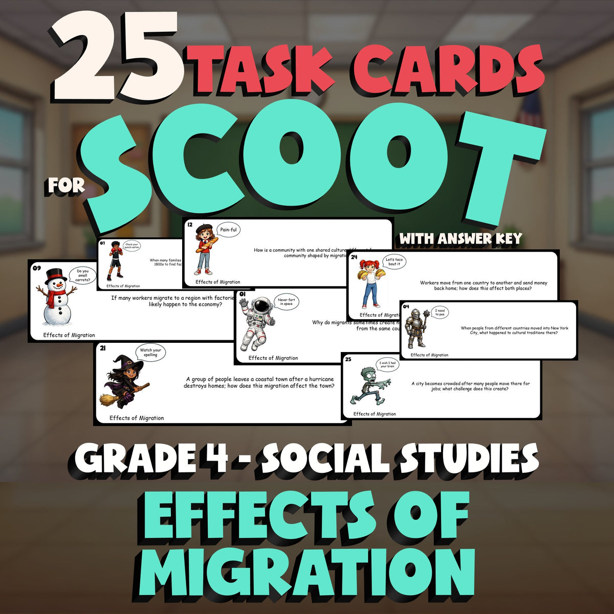Effects of Migration SCOOT TASK CARDS Socials Game - No Prep Grade 4 Review